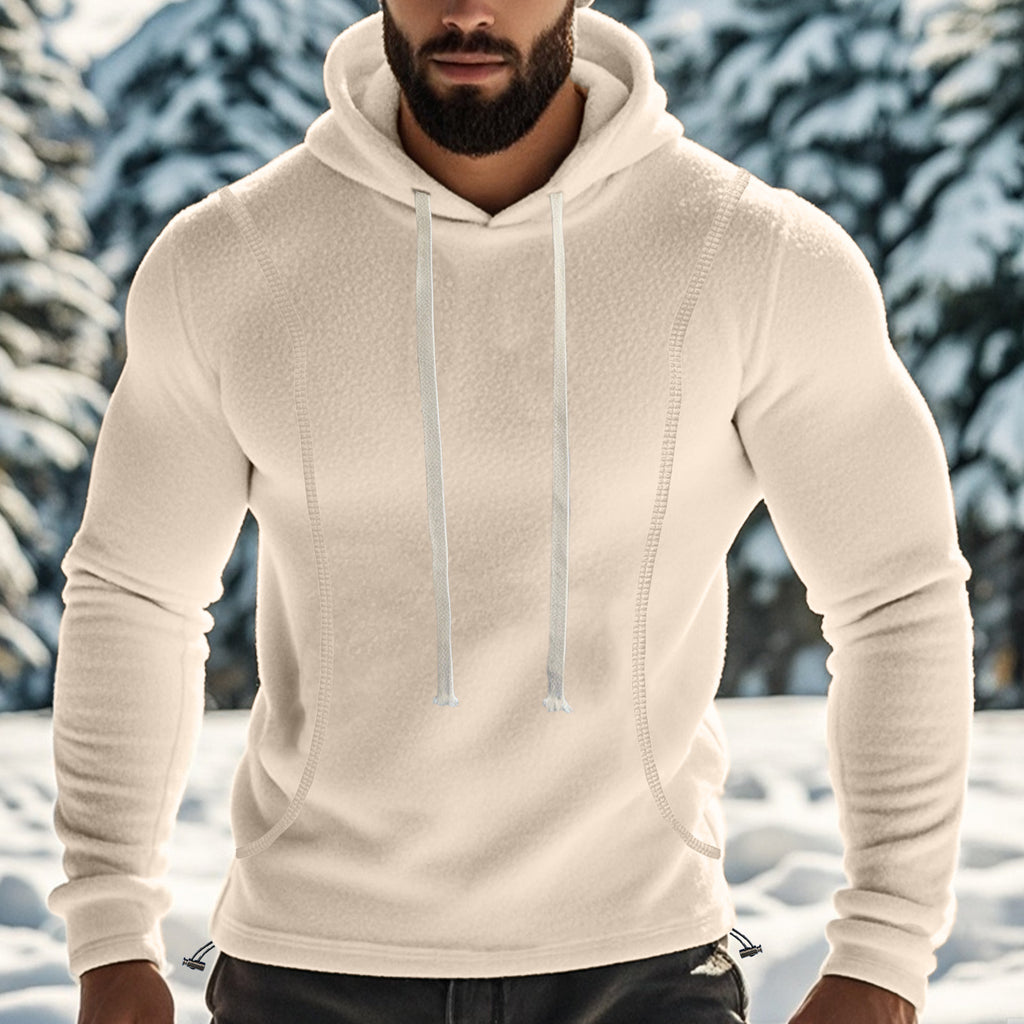 Cross-border Amazon autumn and winter  polar fleece hooded solid color sweater fleece-lined warm sports pullover hoodie