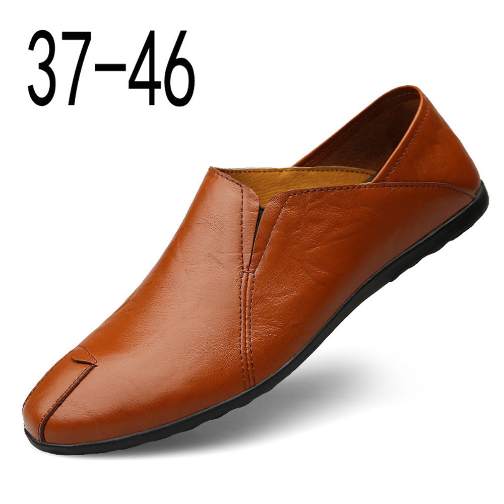 Men's Shoes Autumn and Winter Casual Leather Shoes Warm Shoes Men's British Slip-on Shoes Cotton Driving Lazy Loafers