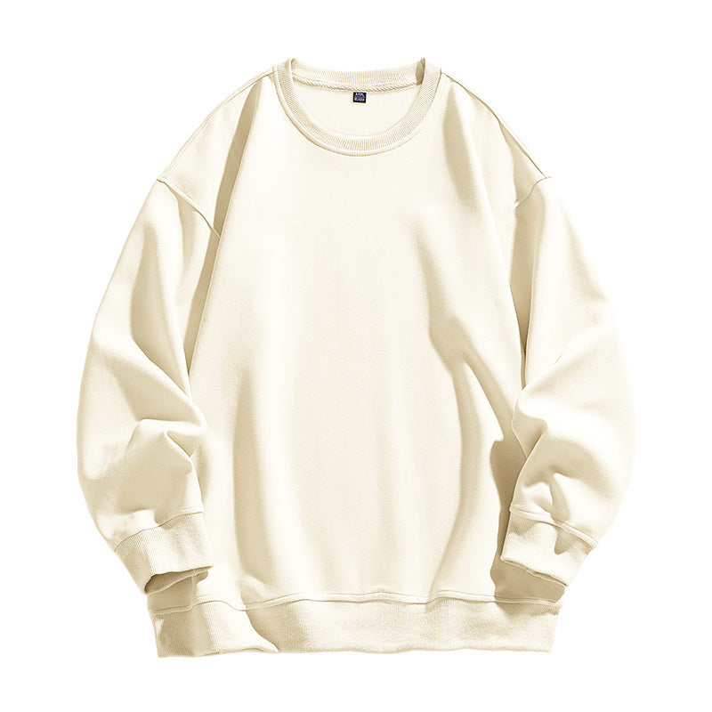 Autumn New Solid Color Loose Round Neck Sweatshirt for Men Trendy Brand Student Couple Hoodless Casual Long Sleeve Inner Layering Shirt