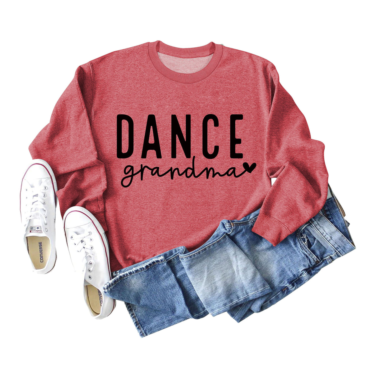 Amazon independent station Dance grandma love letter fashion loose round neck autumn and winter long sleeve sweater women