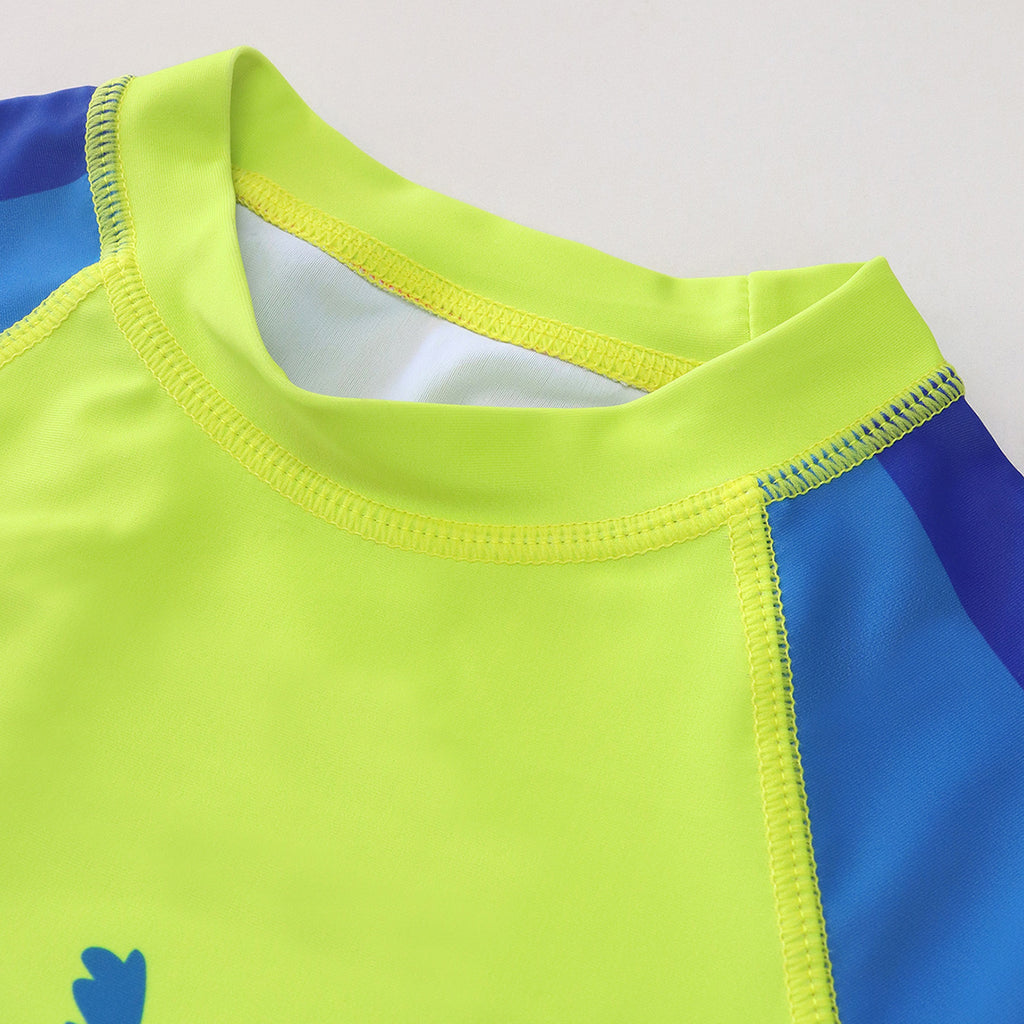 Children's Swimwear Boy's Long Sleeve Split Swimwear 2025 New Coconut Tree Print Shorts Sunscreen Boy's Swimwear