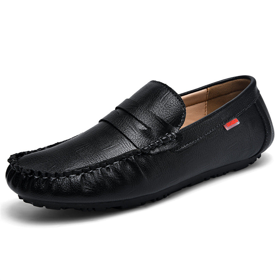 Men's Breathable Loafers 2025 New Trendy Korean Style Genuine Leather Slip-On Soft Sole Casual Shoes