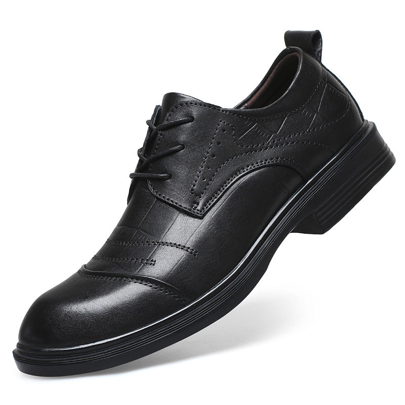 Men's Business Formal Leather Shoes, First-Layer Genuine Leather, Small Size 37, Wedding Groom Shoes, Three-Piece Design, Large Size Men's Shoes, Cross-Border