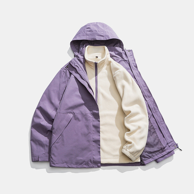 Detachable jacket cotton-padded coat men's and women's same autumn and winter functional three-in-one mountaineering cotton-padded jacket workwear cotton-padded jacket