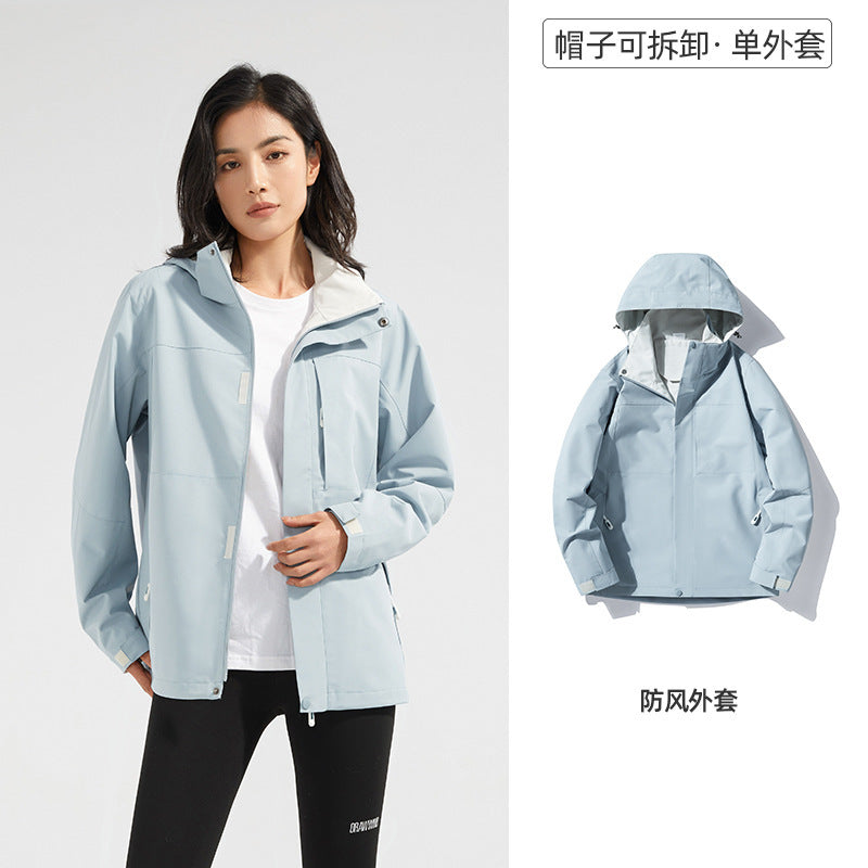 E-Commerce supplies outdoor single Jacket Women's windproof spring and autumn mountaineering clothing detachable hooded jacket men 08A