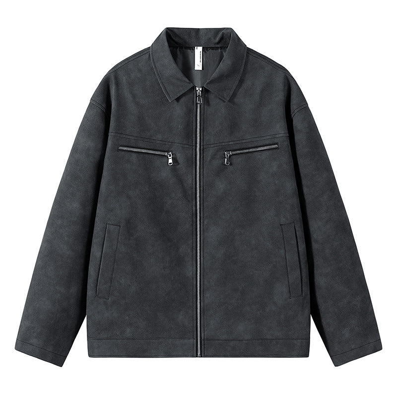 Fast 2024 Autumn New Jacket Loose Overalls Leather Jacket Men's Bike Clothing Leather Jacket Coat Fashionable Leather