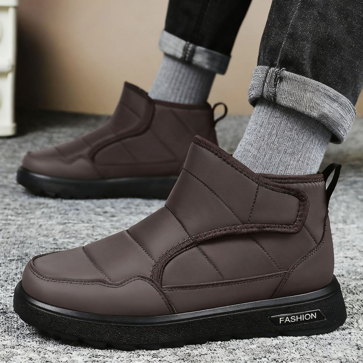 Shoes Men's Shoes Plus Velvet Thickened Cotton Boots Winter New Stuffed-Lined Outdoor Slip-On Casual Walking Snow Boots