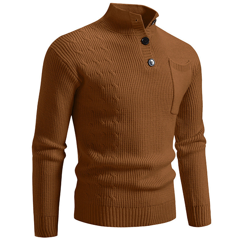 Sweater Men's Autumn and Winter Loose Warm Thick Line Semi-turtleneck Knitted Sweater Base Loose Coat Sweater in stock Hair