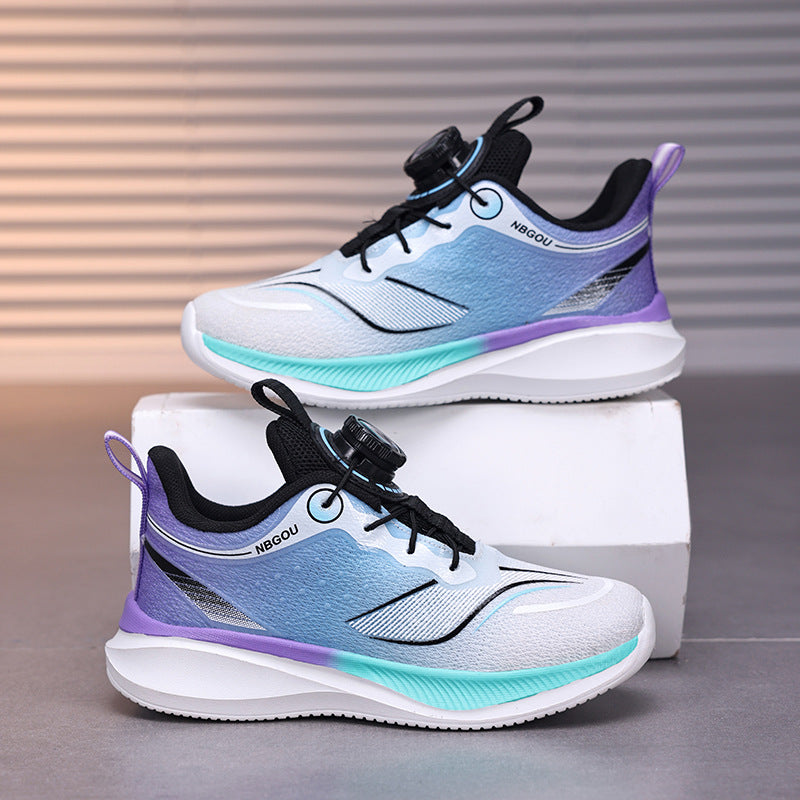 2025 New Style Rotary Buckle Boys' Sports Shoes Popular Lightweight Mesh Breathable Non-Slip Student Sports Shoes Trendy