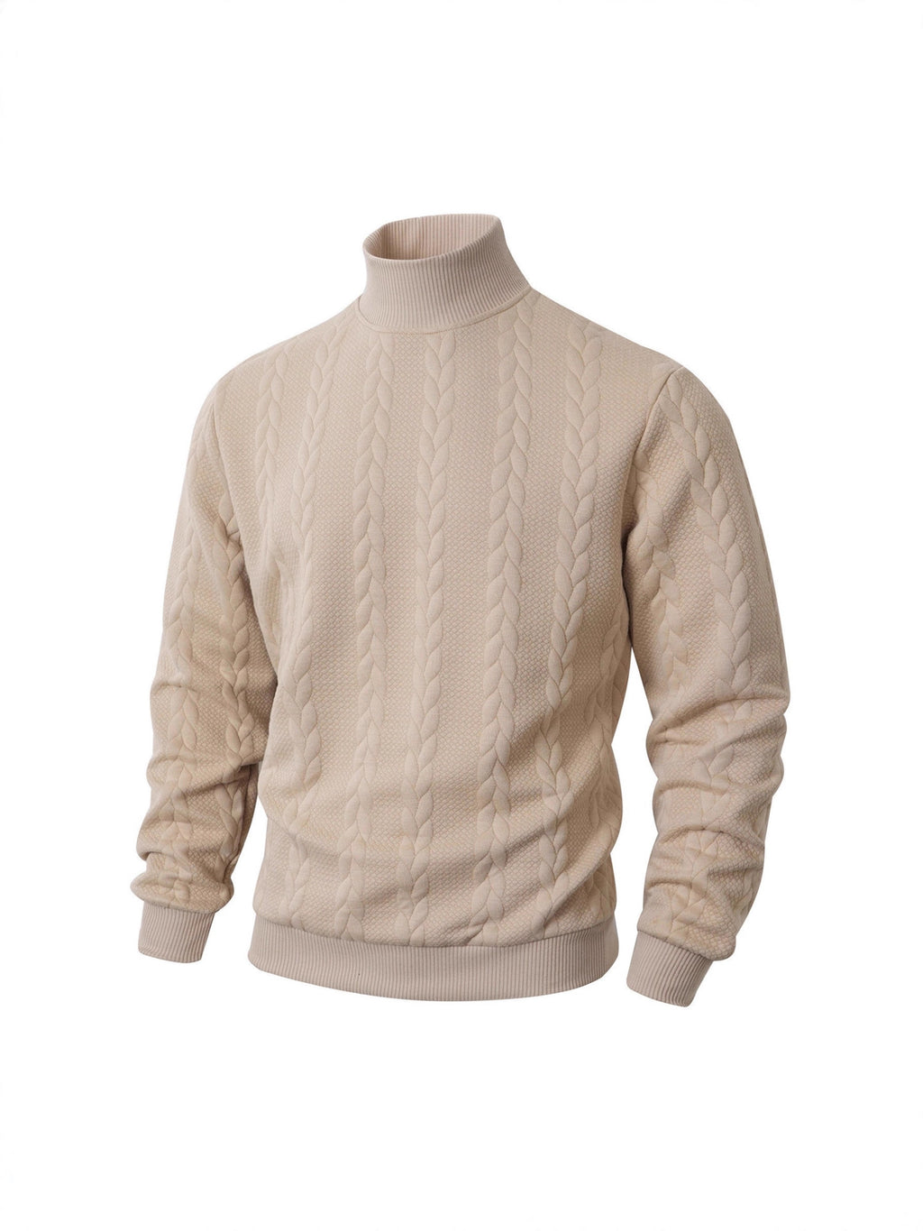 Cross-Border New Autumn and Winter Knitwears Pure Color Young Men's Fashion Jacquard Turtleneck Warm Wool Sweatshirts