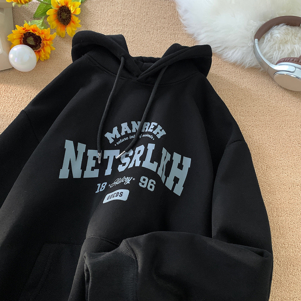 Hooded Sweater Men's 2024 Autumn and Winter New American Style Trendy Brand Letter Printed Heavy Loose Casual Hoodie Jacket
