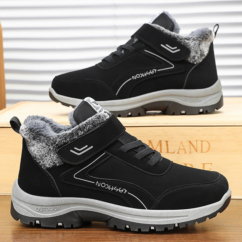 Snow Boots Men's Winter New Cotton Boots fleece-lined Thickened Outdoor Warm Cold Short Boots Casual Step Shoes Warm Cotton Shoes