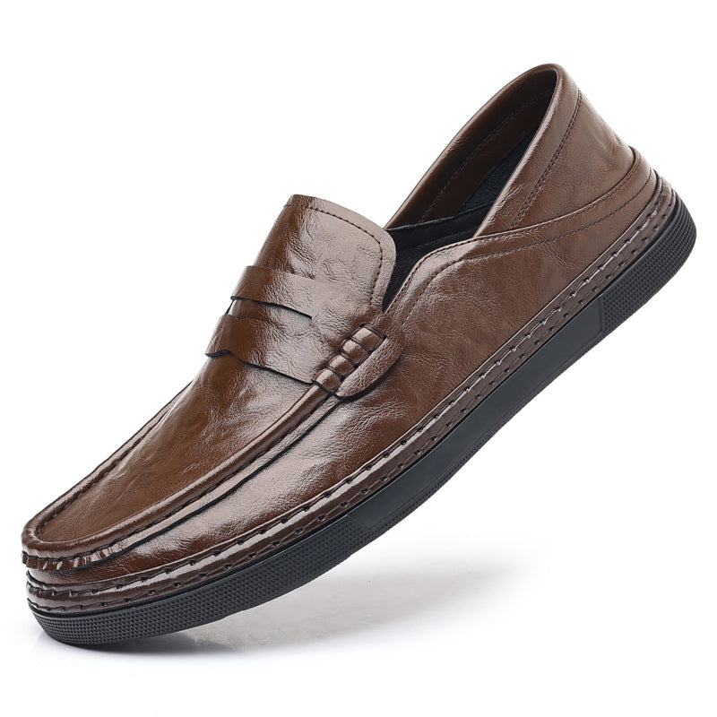 Doudou Shoes Men's 2024 Spring New High-Quality Soft Leather Shoes Men's Casual Shoes Soft Sole Slip-On Loafers Men's Shoes