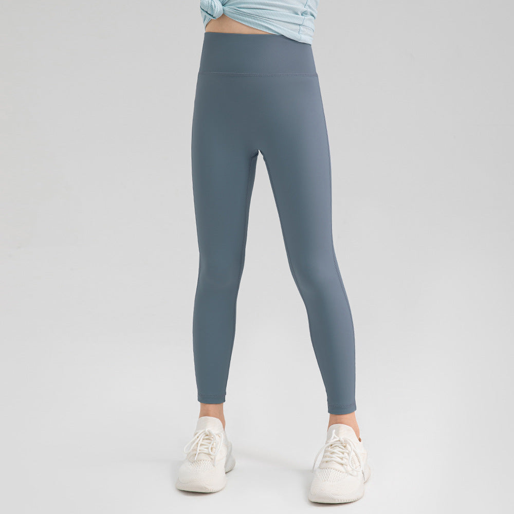 30D Spun Yarn Girls' Summer Light and Breathable Yoga Pants Without Embarrassing Lines, Soft and Skin-Friendly Kidsren's Tight Sports Pants