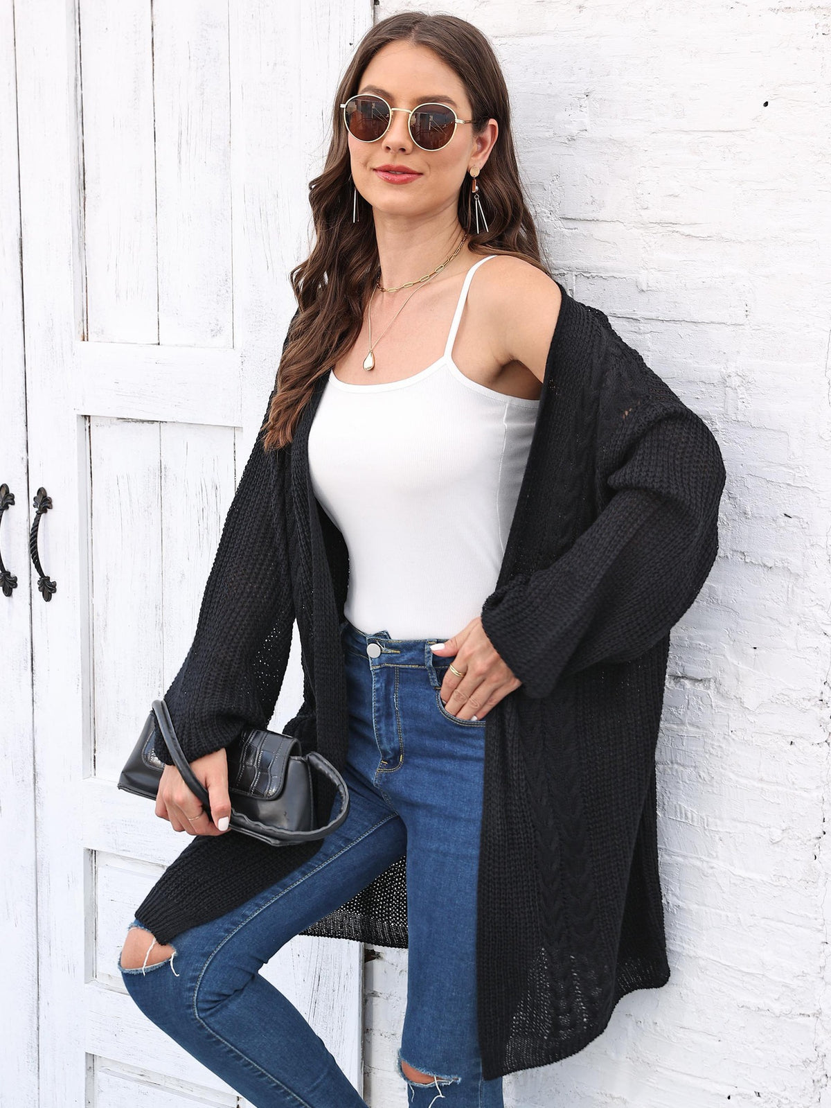 Women's Cardigan Air-Conditioning Sweater Cross-Border European and American Fashion Spring and Autumn New Woven Sweater Loose Casual Sweater Coat 641