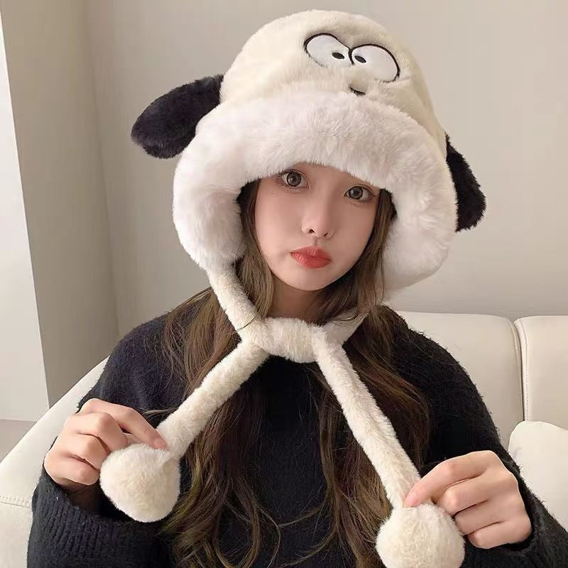 Autumn and Winter Plush Lei Feng Hat Versatile Ear Protection Cold-Proof Warm Hat Cycling Face-Slimming Korean Version Thickened Women's Landlord Hat