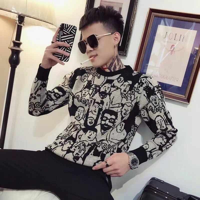 Autumn and Winter Knitted Sweater Men's Sweater Trendy Handsome Social Turtleneck Base Shirt for Male Students