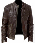 2024 Foreign Trade European and American Men's Clothing Men's Leather Jacket Male Teenager's Collar Punk Male Motorcycle Leather Jacket Batch