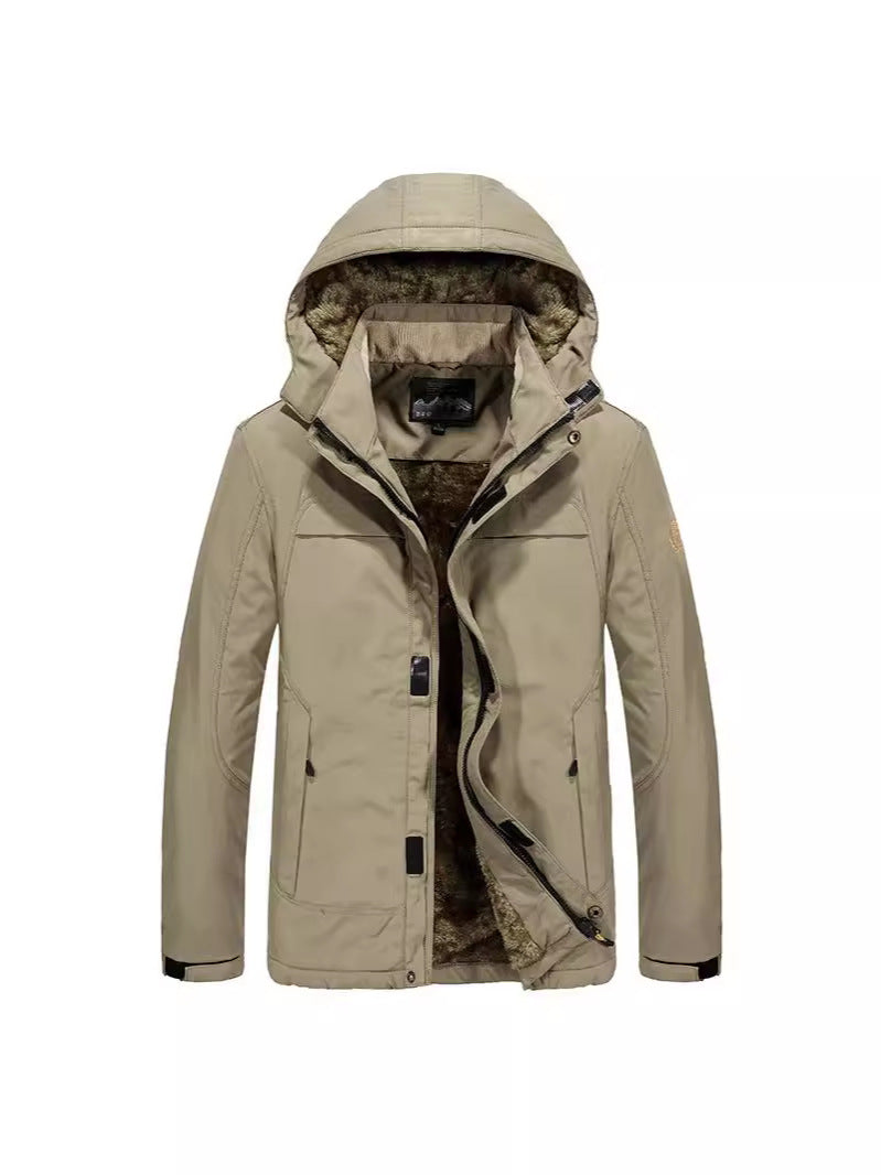 Men's Jacket, Cotton Coat, Nylon Composite Fabric, Casual Cotton Coat, Quick-Drying, Warm, Breathable, Winter Middle-Aged Men's Jacket