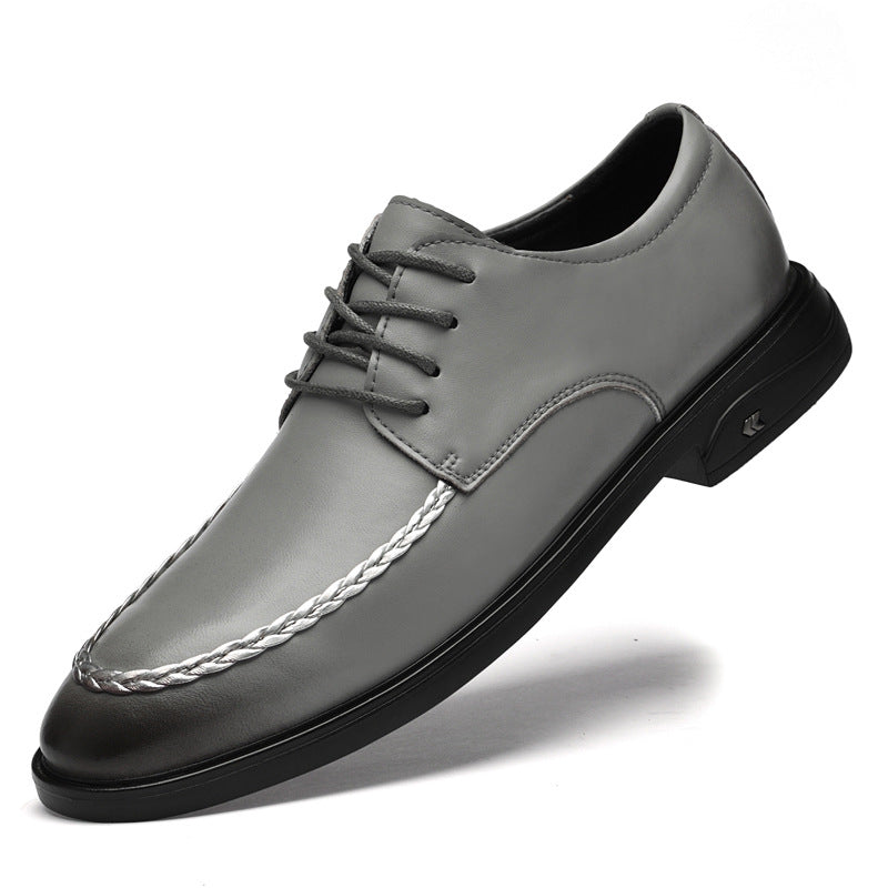 New men's formal leather shoes breathable non-slip round toe business casual shoes fashion retro brushed business leather shoes men