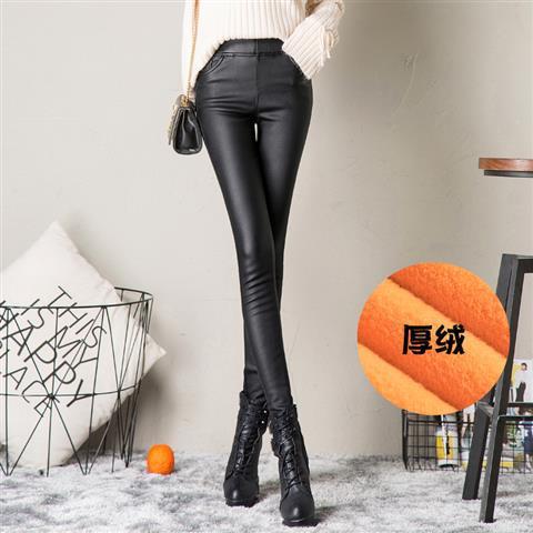 Matte Leather Pants for Women 2025 New High-Waisted Winter Fleece-Lined Thickeneded Outer Leggings Frosted Pu Imitation Leather Matte