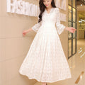 Dress Summer New Style Women's Lace V-Neck Slim Waist Dress Korean Style Dress Vacation Women's Beach Dress
