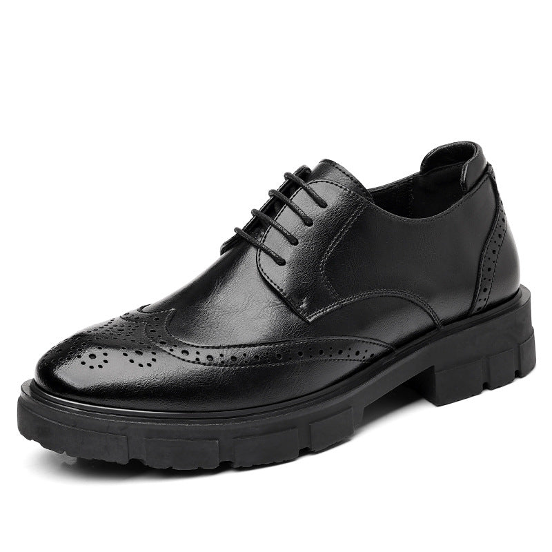Height-Increasing Leather Shoes for Men, Business Formal Casual Brogue Height-Increasing Shoes for Men, 8cm Men's Wedding Groom Shoes