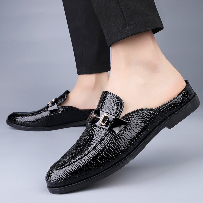 Cross-Border Large Size Men's Loafers, 26 Styles, Summer Fashion Trend, Breathable Slip-On Men's Snake Print Half-Slip Loafers
