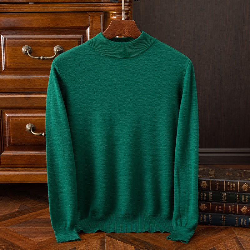 Autumn and winter semi-high collar men's pullover base sweater casual business loose fashion solid color long sleeve Andy velvet sweater