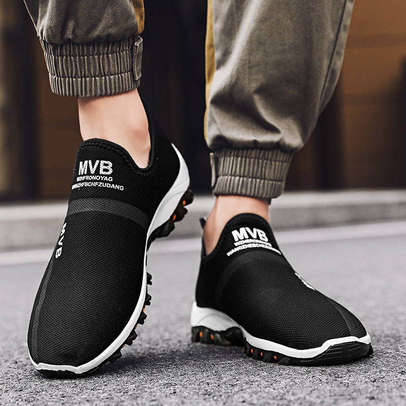 2025 Foreign Trade Wholesale Cross-Border Large Size Spring and Summer Black Casual Shoes Lazy Slip-On Mesh Sports Work Men's Shoes