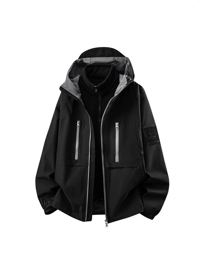 Outdoor Jackets for Men and Women, Three-In-One Jackets, Autumn and Winter Windproof and Waterproof Couple Jackets, Velvet Thickeneded Jackets, Two-Piece Set