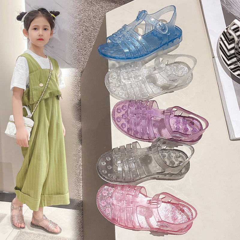 New Cute Children's Garden Shoes Summer Outdoor Sandals PVC Solid Color Princess Bird Nest Shoes Non-slip Slippers