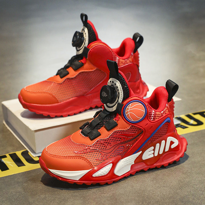Children's Basketball Shoes 2026 Spring New Boys' Mesh Breathable Sports Shoes for Older Kids Practical Shock-Absorbing Running Shoes