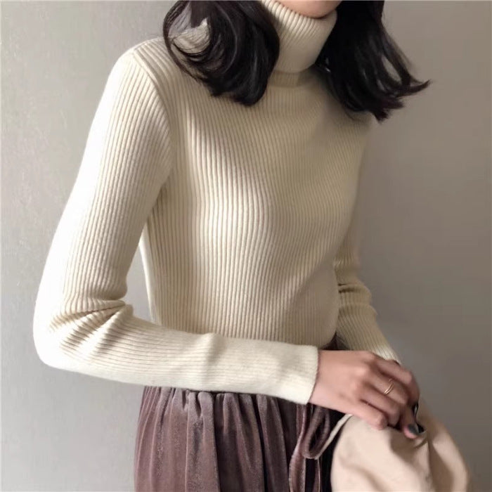 Western-style turtleneck black long-sleeved sweater women's autumn new slim-fit slimming inner sweater base shirt top