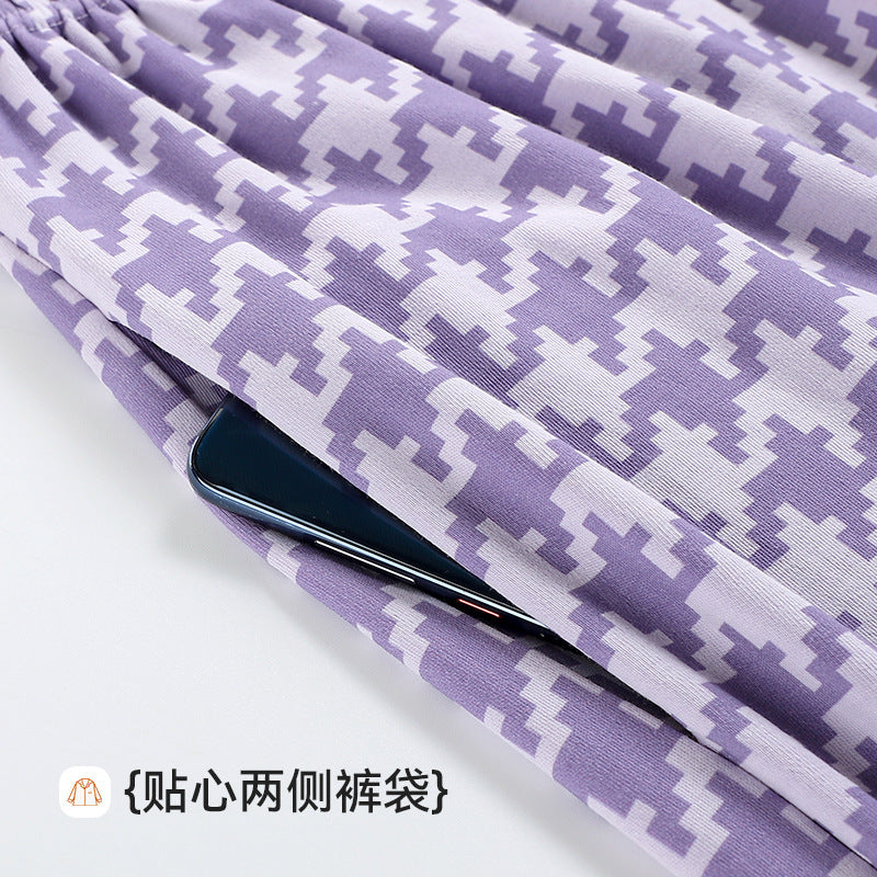 Pajamas for Women New Double-Sided Cotton Pajamas Fashionable Round Neck Long Sleeves with Chest Pads Hooded Women's Home Wear Set