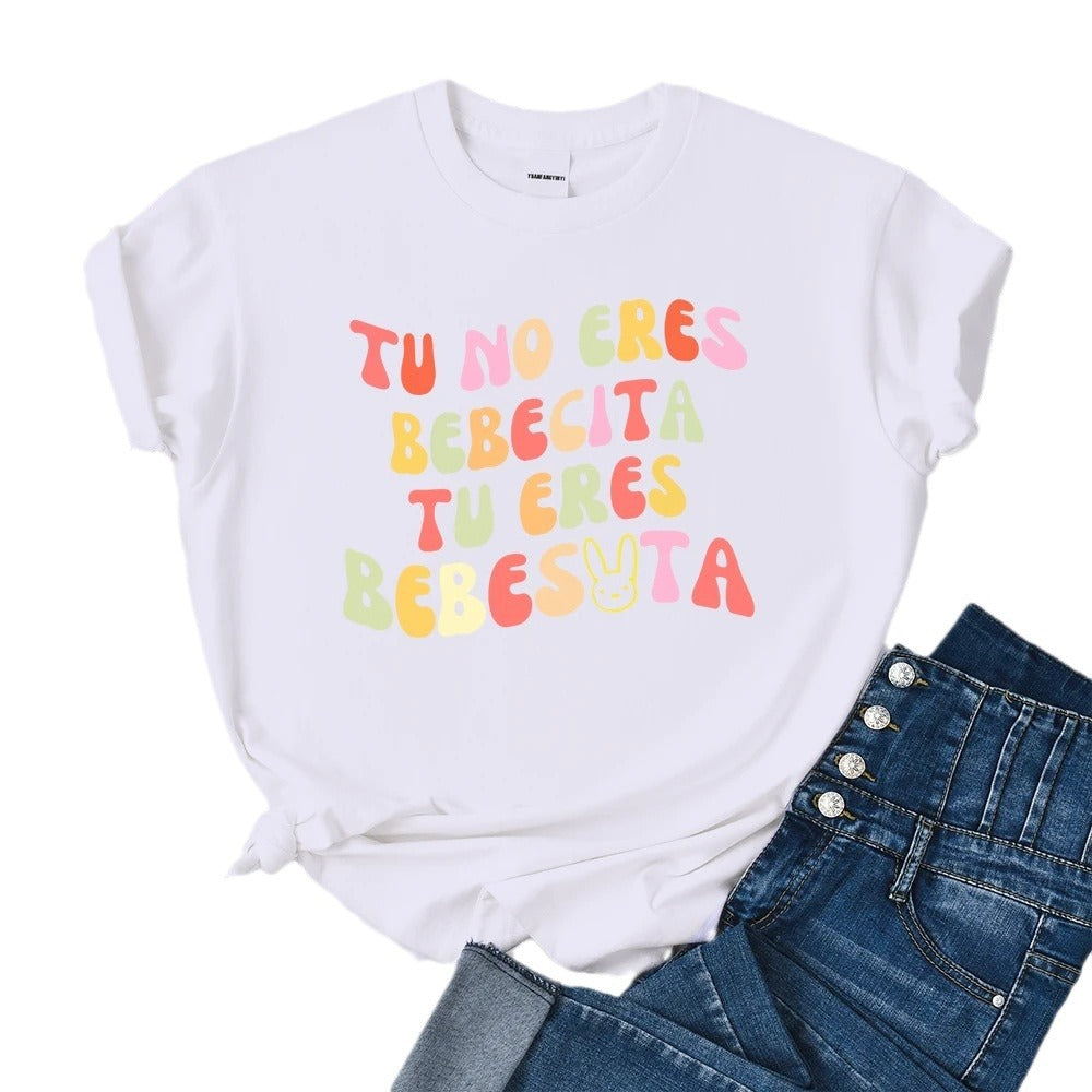 Colorful LeTTer Ladies T ShirT Plaid Loose T ShirT STreeTwear Hip Hop Tops Women
