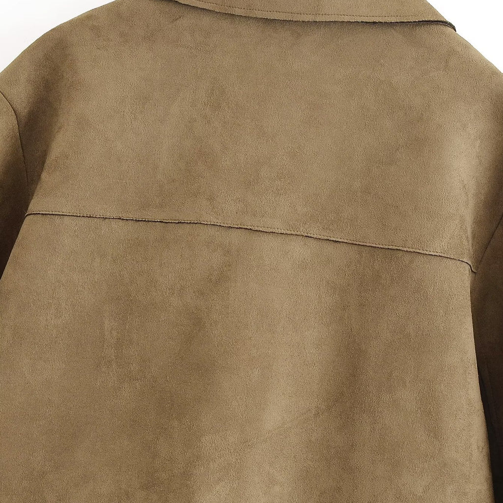 2025 New Autum Women's Clothing European and American Style Fashionable Simple Suede Jacket Jacket 4968224