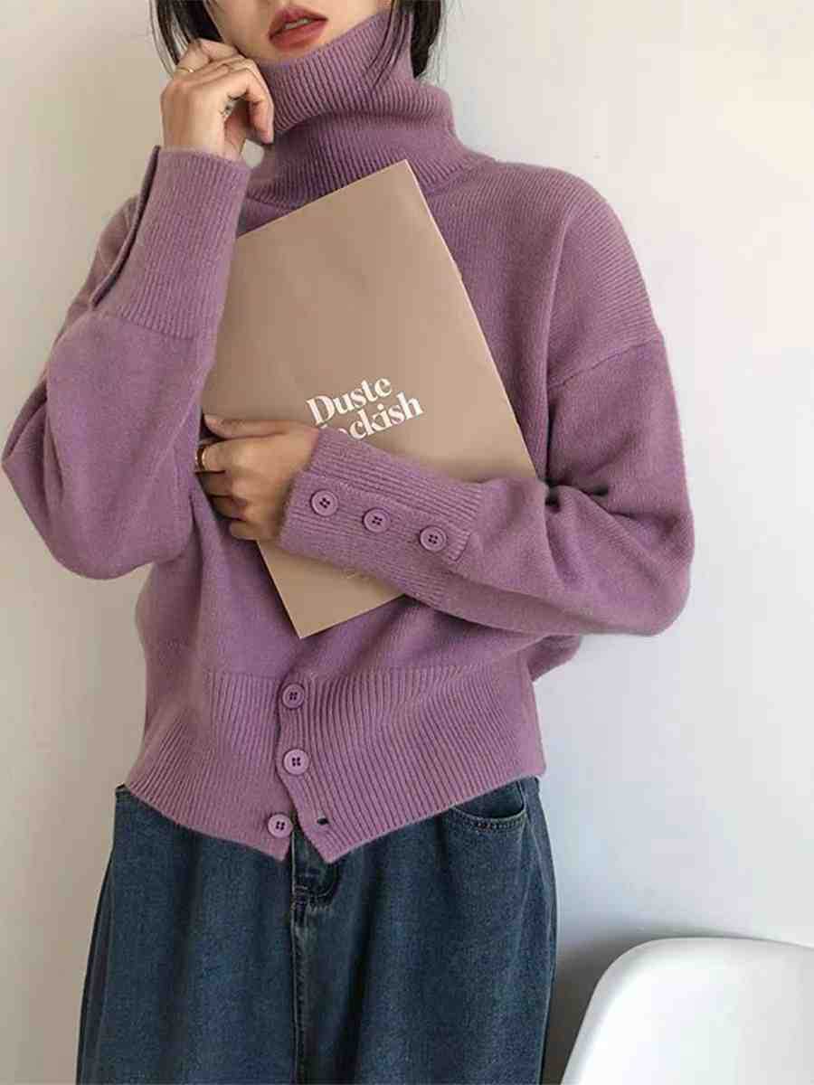 Autumn and Winter New High-End High-Neck Pullover Sweater for Women with Niche and Unique Design Knitted Sweater Tops