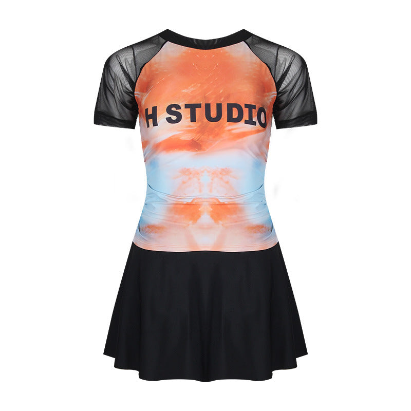 Children's Swimwear Girl's 2024 Summer New Girls' Split Skirt Swimwear Sunscreen Swimwear for Middle and Big Kids and Students