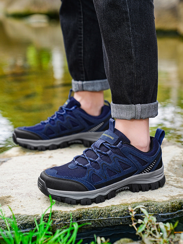 Summer Men's Shoes Breathable Mesh Outdoor Casual Low-top Hiking Mountaineering Sneakers Non-slip Wear-resistant Mesh Shoes Men's Spring