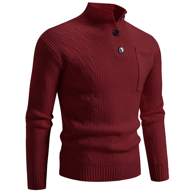 Sweater Men's Autumn and Winter Loose Warm Thick Line Semi-turtleneck Knitted Sweater Base Loose Coat Sweater in stock Hair