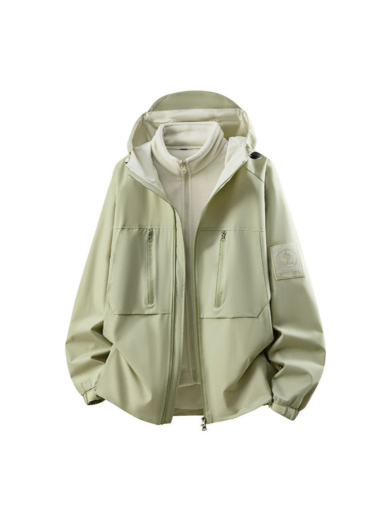 Outdoor Jackets for Men and Women, Three-In-One Jackets, Autumn and Winter Windproof and Waterproof Couple Jackets, Velvet Thickeneded Jackets, Two-Piece Set