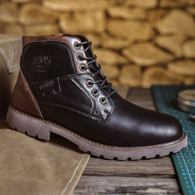 Ami Khaji Martin Boots American Style Retro plus size Workwear Boots Men's Fashionable High-top Motorcyclist Shoes Ankle Boots Paratrooper Boots