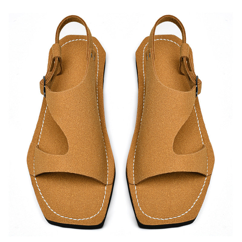 Sandals Men's Large Size 47 Summer Slip-On Men's Flats 46 Outer Wear 45 Beach Shoes Cross-Border Genuine Leather Open-Toe Sandals