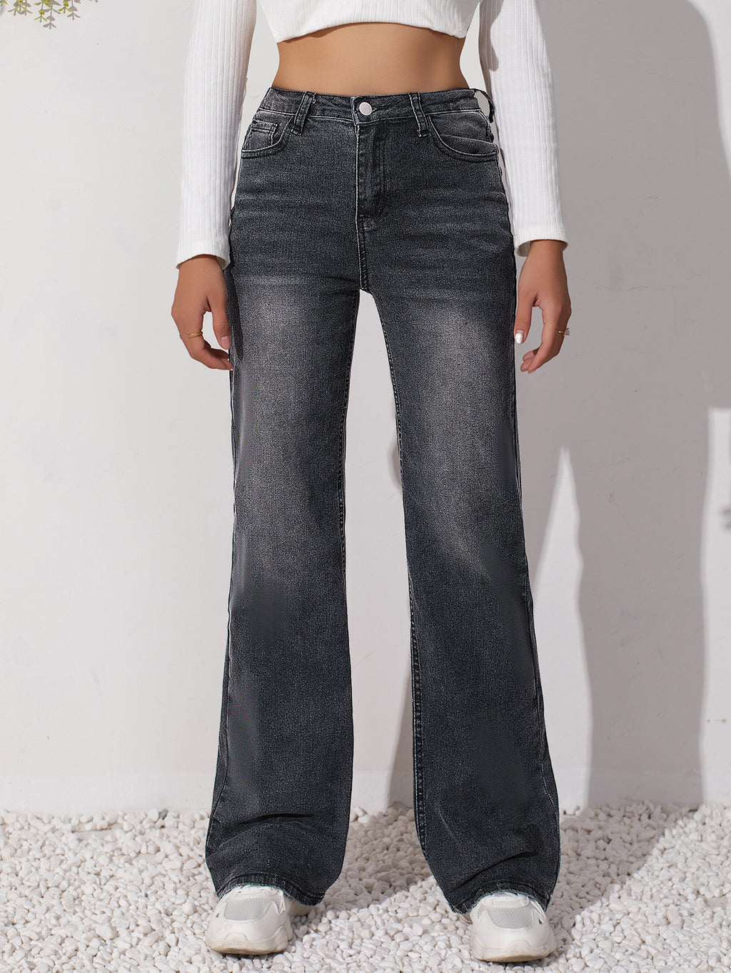 Women's Stretch Jeans Are Simple and Versatile, Slimming and Wear-Resistant, Straight-Leg Black Pants Womenjeans High-Waisted and Slimming