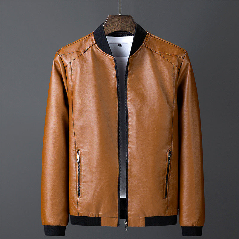 2026 Men's Jacket Spring and Autumn Leather Jacket Men's New Fashion Korean Style Slim Fit Thin Trendy Clothing