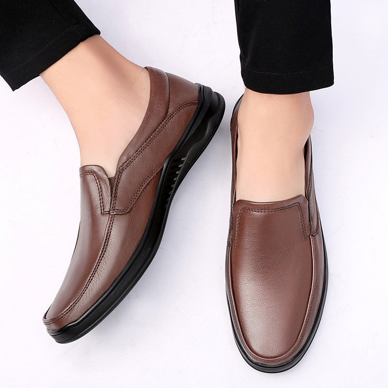 Men's Shoes Summer Casual Leather Shoes Men's Korean Style Youth Slip-on Lazy Loafers Business British Style Peas Shoes