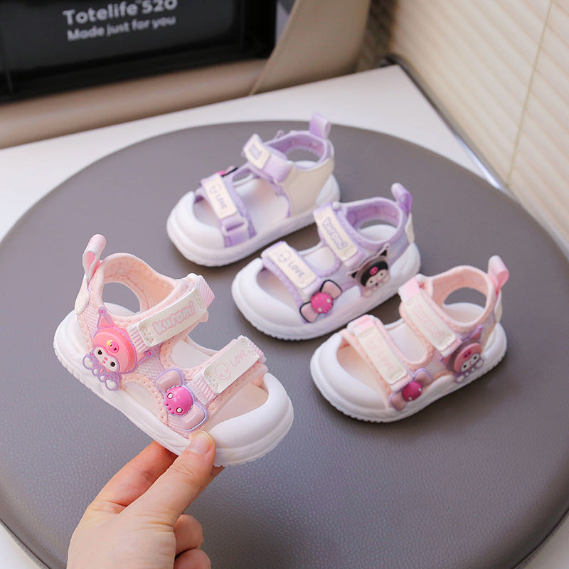 Girls Princess Sandals 2025 Summer New Little Girl Beach Shoes Children's Soft Sole Baby Shoes Cartoon Sandals