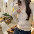 2026 Early Spring, Autumn, and Winter Collared Slim-Fit Long-Sleeve Knit Sweater for Women, Korean Style, Unique and Beautiful Design