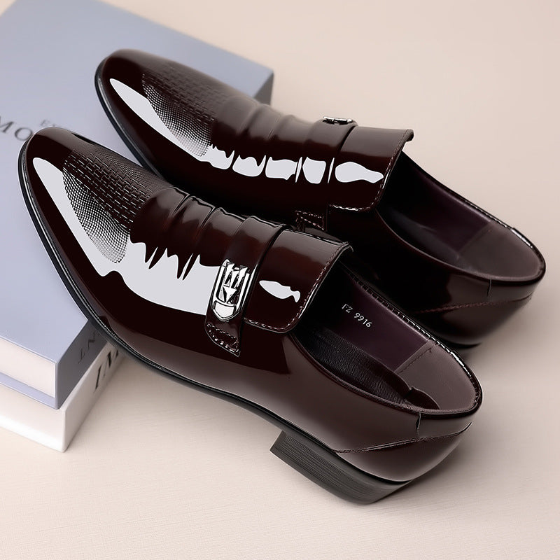 Men's Leather Shoes New Business Formal Casual Spring and Autumn Breathable Men's British Korean Style Pointed Toe Groom's Wedding Shoes